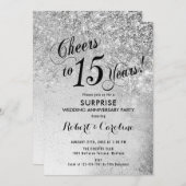 Invitation 15e anniversaire de mariage surprise - Argent (Devant / Derrière)