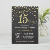 Invitation 15e Anniversaire de Mariage Tableau Noir et Or (Debout devant)