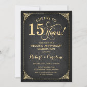 Invitation 15e anniversaire de mariage - Tableau noir or (Devant)