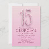 Invitation 15e anniversaire Diamants roses (Devant)