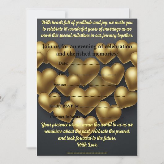 Invitation 15e anniversaire du Mariage (Dos)