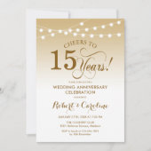 Invitation 15e anniversaire du Mariage - Blanc or (Devant)