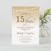 Invitation 15e anniversaire du Mariage - Blanc or (Debout devant)