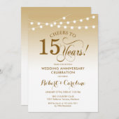 Invitation 15e anniversaire du Mariage - Blanc or (Devant / Derrière)