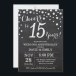 Invitation 15e anniversaire du Mariage Chalkboard Black Silve<br><div class="desc">15e anniversaire Mariage Chalkboard Black and Silver Invitation. quinzième anniversaire Mariage. Chalkboard Black et Silver Parties scintillant Arrière - plan diamant. Confetti en argent. Anniversaire adulte. Fête d'anniversaire d'une femme ou d'un homme. Pour plus de personnalisation, cliquez sur le bouton "Customiser" et utilisez notre outil de conception pour modifier ce...</div>