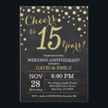 Invitation 15e anniversaire du Mariage Chalkboard noir et or<br><div class="desc">15e anniversaire Mariage Chalkboard Black and Gold Invitation. quinzième anniversaire Mariage. Chalkboard Black et Gold Parties scintillant Diamond Arrière - plan. Confetti d'or. Anniversaire adulte. Fête d'anniversaire d'une femme ou d'un homme. Pour plus de personnalisation, cliquez sur le bouton "Customiser" et utilisez notre outil de conception pour modifier ce modèle....</div>