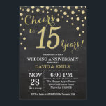 Invitation 15e anniversaire du Mariage Chalkboard noir et or<br><div class="desc">15e anniversaire Mariage Chalkboard Black and Gold Invitation. quinzième anniversaire Mariage. Chalkboard Black et Gold Parties scintillant Diamond Arrière - plan. Confetti d'or. Anniversaire adulte. Fête d'anniversaire d'une femme ou d'un homme. Pour plus de personnalisation, cliquez sur le bouton "Customiser" et utilisez notre outil de conception pour modifier ce modèle....</div>