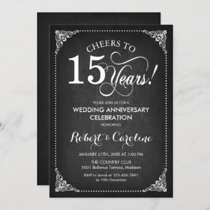 Invitation 15e anniversaire du Mariage - Chalkboard White