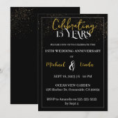 Invitation 15e anniversaire du Mariage Couple d'or noir (Devant / Derrière)