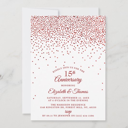 Invitation 15e anniversaire du Mariage de Ruby (Devant)