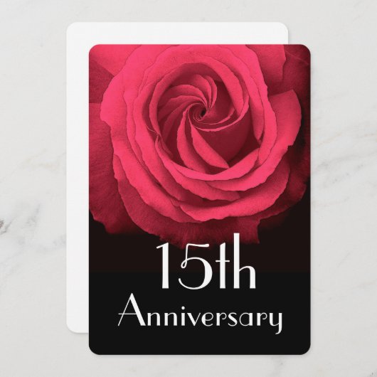 Invitation 15e anniversaire du Mariage Ruby Red Rose A02D (Devant / Derrière)