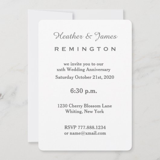 Invitation 15e anniversaire du Mariage Ruby Red Rose A02D (Dos)