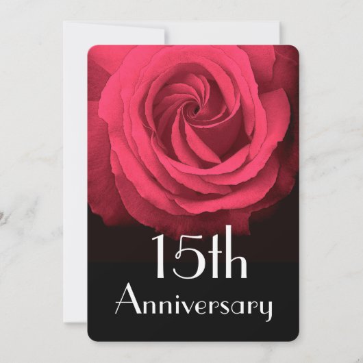 Invitation 15e anniversaire du Mariage Ruby Red Rose A02D (Devant)