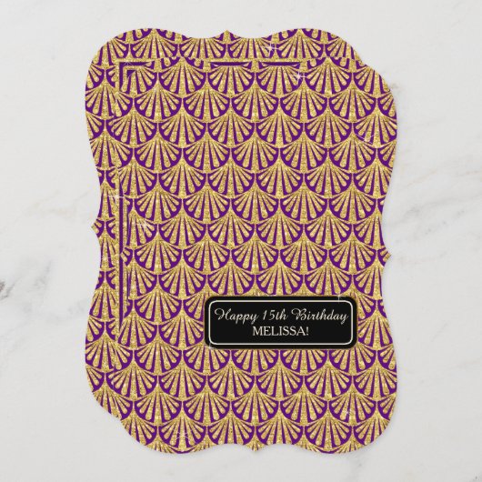 Invitation 15E Anniversaire Fête Glam Gatsby Style Gatsby (Devant / Derrière)