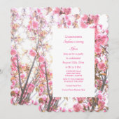 Invitation 15e anniversaire Floral rose cerise fleurs (Devant / Derrière)