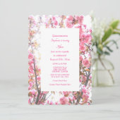 Invitation 15e anniversaire Floral rose cerise fleurs (Debout devant)