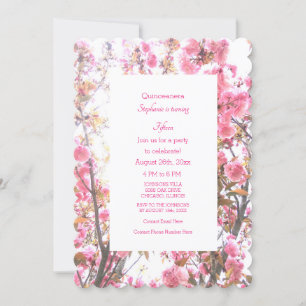 Invitation 15e anniversaire Floral rose cerise fleurs
