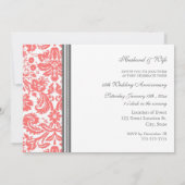 Invitation 15e anniversaire gris corail damask (Dos)