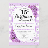 15e anniversaire - Lavande Blanc Fleurs pourpres