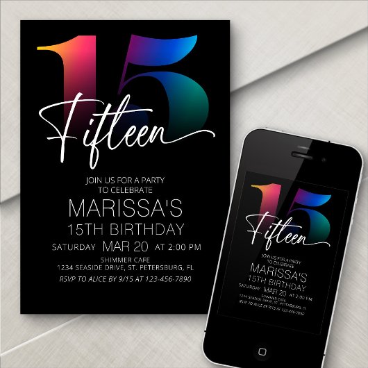Invitation 15e anniversaire moderne