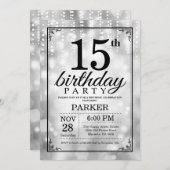 Invitation 15e anniversaire Parties scintillant d' (Devant / Derrière)