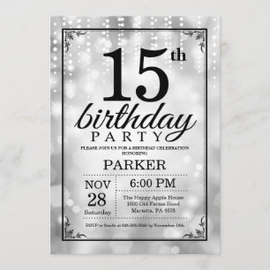 Invitation 15e anniversaire Parties scintillant d'