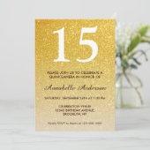 Invitation 15e anniversaire Parties scintillant or jaune Quin (Debout devant)