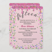 Invitation 15e Anniversaire Pink Icing Et Sprinkles (Devant / Derrière)
