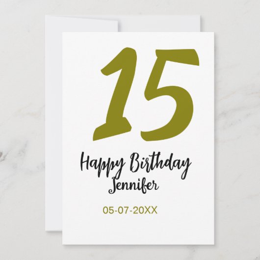 Invitation 15e anniversaire quiencenera ajouter date année or (Devant)
