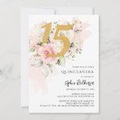Invitation 15e anniversaire Quinceanera aquarelle florale (Devant)