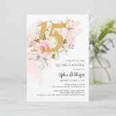 Invitation 15e anniversaire Quinceanera aquarelle florale (Debout devant)