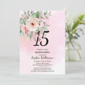 Invitation 15e anniversaire Quinceanera Aquarelle florale rus (Debout devant)