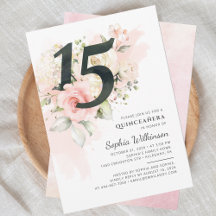 15e anniversaire Quinceanera Aquarelle florale rus