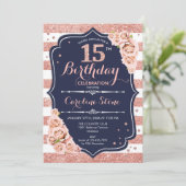 Invitation 15e anniversaire Rose de la Marine Gold et White S (Debout devant)
