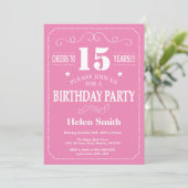 Invitation 15e anniversaire rose et blanc (Debout devant)