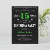Invitation 15e anniversaire Tableau noir et vert (Debout devant)
