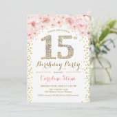 Invitation 15e fête d'anniversaire - Rose or blanc (Debout devant)