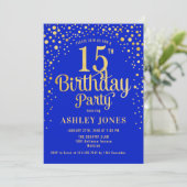 Invitation 15e fête d'anniversaire - Royal Blue & Gold (Debout devant)
