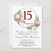 Invitation 15e Mariage Crystal Anniversaire Rose Gold Frame (Devant)