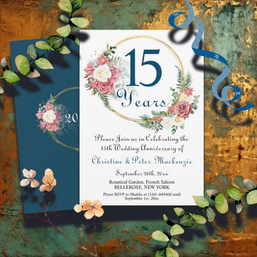 Invitation 15e Mariage Crystal Anniversaire Rose Gold Frame