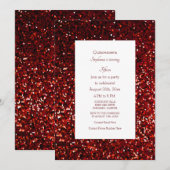 Invitation 15ème anniversaire Parties scintillant rouge Bourg (Devant / Derrière)