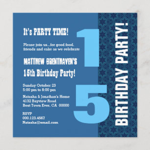 Invitation 15ème Le bleu marine moderne d'anniversaire DE