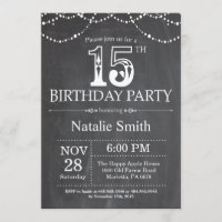 15ème Lumières de ficelle de tableau d'invitation