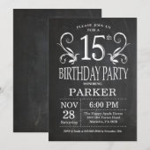 Invitation 15ème Tableau d'invitation d'anniversaire floral (Devant / Derrière)