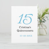 Invitation 15th quinceanera birthday blue black bold letter n (Debout devant)