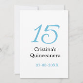 Invitation 15th quinceanera birthday blue black bold letter n (Dos)