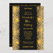 Invitation 16,Anniversaire 16,Style Gatsby,billet,or noir (Devant / Derrière)