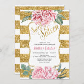 Invitation 16 Anniversaire - Parties scintillant d'or Sweet s (Devant / Derrière)