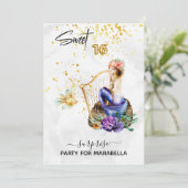 Invitation *~* 16 ANNIVERSAIRE SUCRÉE Blue Mermaid Floral (Debout devant)