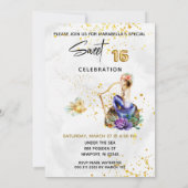 Invitation *~* 16 ANNIVERSAIRE SUCRÉE Blue Mermaid Floral (Dos)